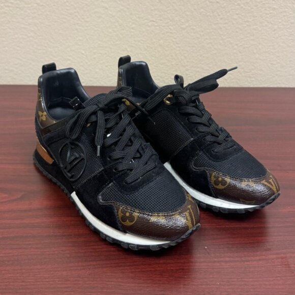 Louis Vuitton Brown/Black Monogram Canvas and Suede Run Away Sneakers - Picture 1 of 5